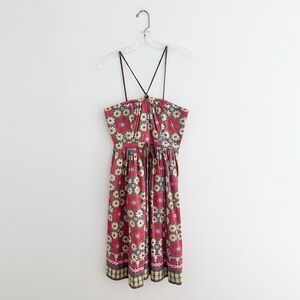 Tracy Reese Boho Floral Midi Dress With Corset Boning